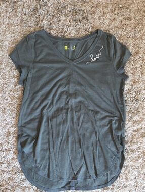 Women's V-Neck 'Love' Tee in Dark Gray